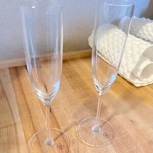 Clear Crystal Champagne Flutes - Set of 2